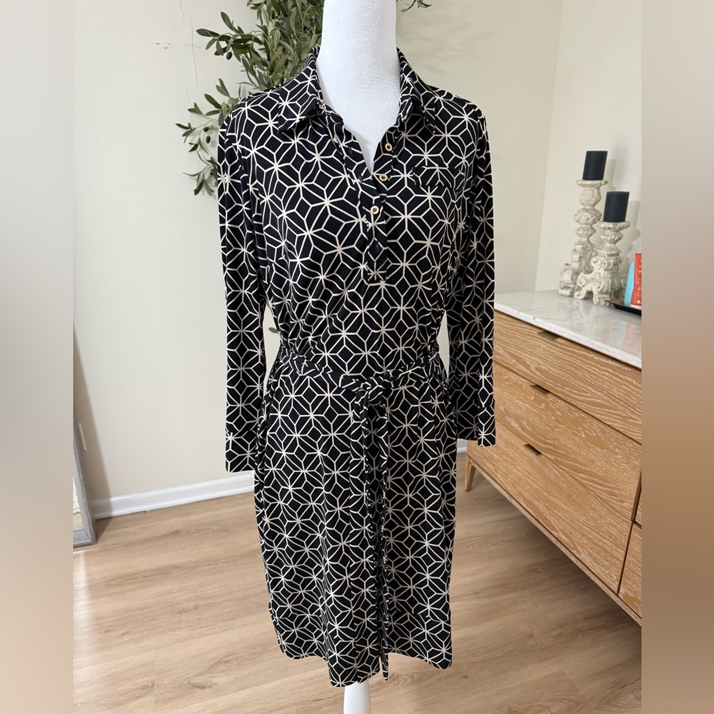 Donna Morgan Black and White Long Sleeve Dress